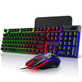 Gaming Keyboard & Mouse, 104 Keys LED RGB Backlit Quiet Computer Keyboard, Multimedia Keys, 26 Anti-Ghosting Keys, Waterproof Light up USB Wired Keyboard for PC Gamers Desktop Computer Laptop,Black